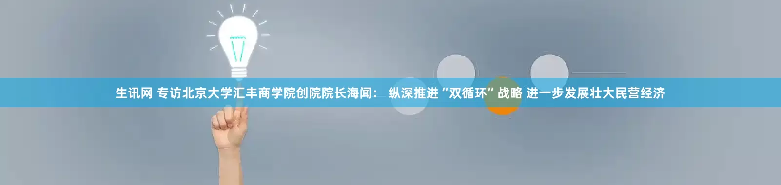 生讯网 专访北京大学汇丰商学院创院院长海闻： 纵深推进“双循环”战略 进一步发展壮大民营经济
