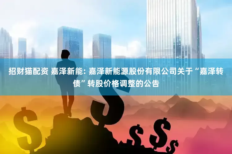 招财猫配资 嘉泽新能: 嘉泽新能源股份有限公司关于“嘉泽转债”转股价格调整的公告