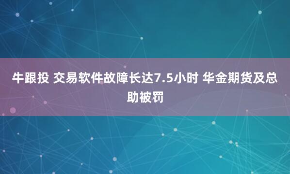 牛跟投 交易软件故障长达7.5小时 华金期货及总助被罚